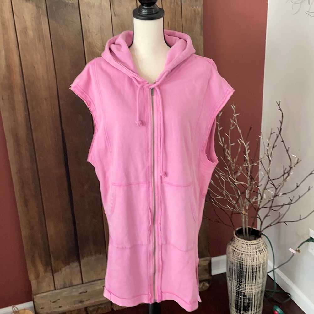 Free People long zip up hoodie vest